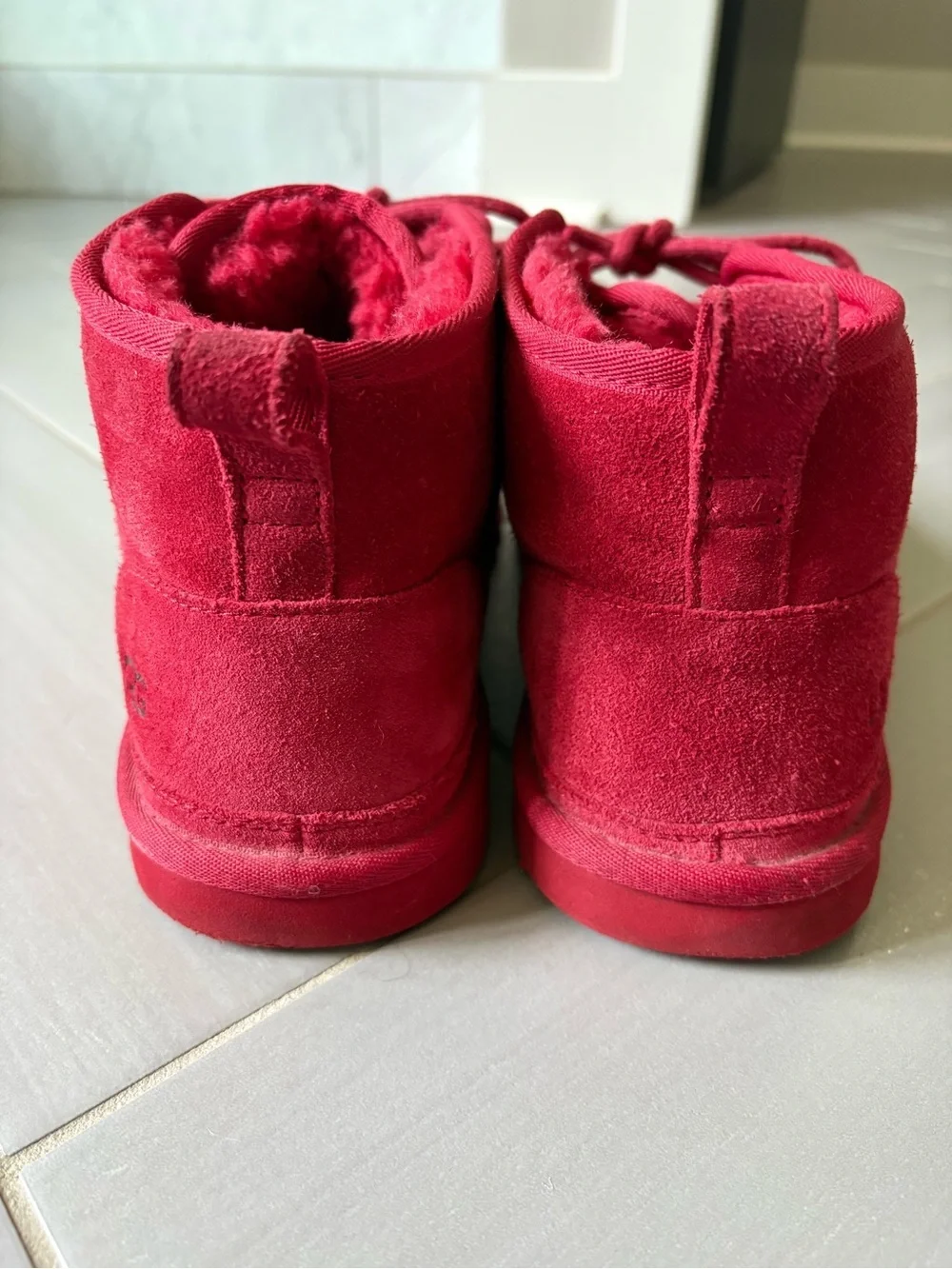 UGG Neumel Red Suede Lace-Up Boots